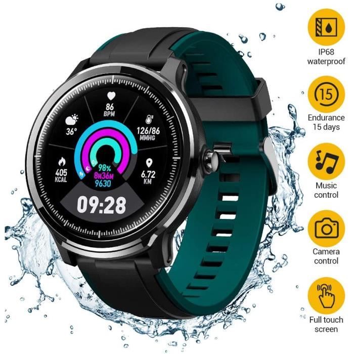 NACATIN Montre Connectée, Bracelet Connecté Bluetooth Smartwatch IP68 Etanche Fitness Bluetooth 4.2 pour Le Sport Android iPhone iOS