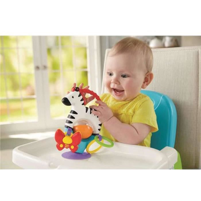 Fisher-Price Mon zèbre d'activités jouet d'éveil bébé sur ventouse, anneaux, pap