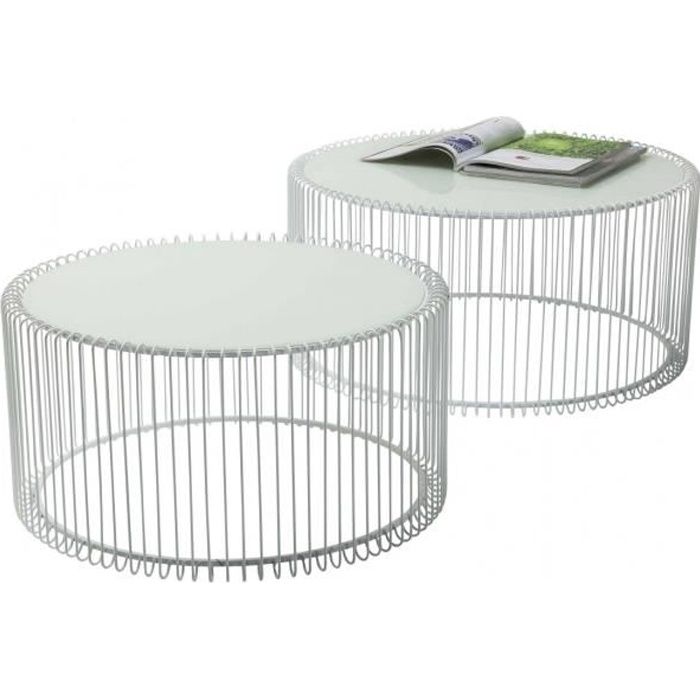 Table basse ronde Wire blanche 2/set Kare Design