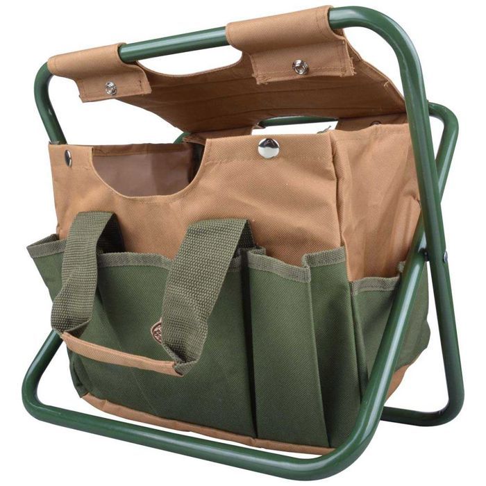 Esschert Design Sac à outils et tabouret de jardinage GT01