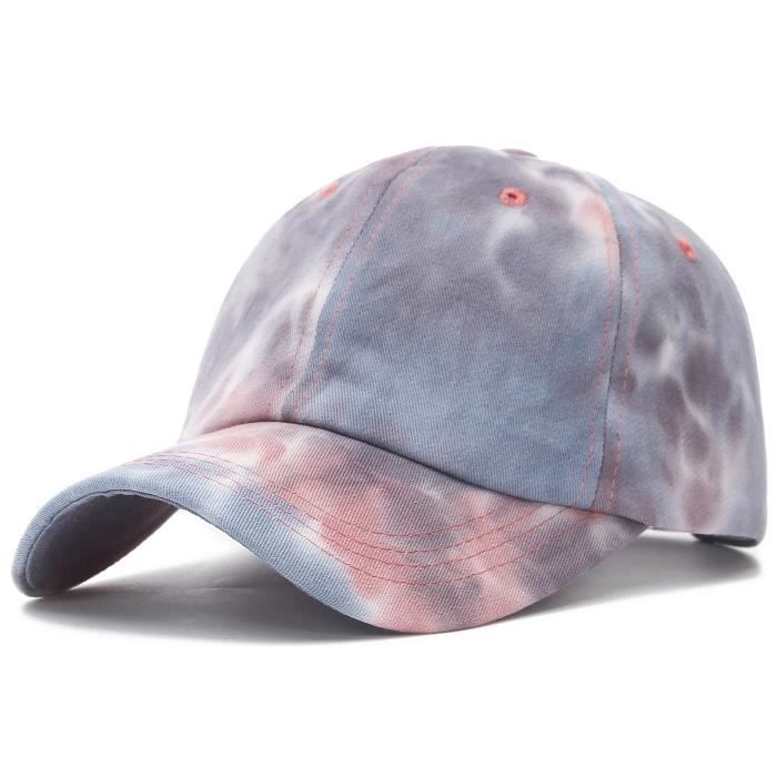 GEMVIE Casquette Baseball Tie-Dye Femme Vintage Chapeau Anti-Soleil Pliable Casquette Visière Respirable Élégant Printemps Violet