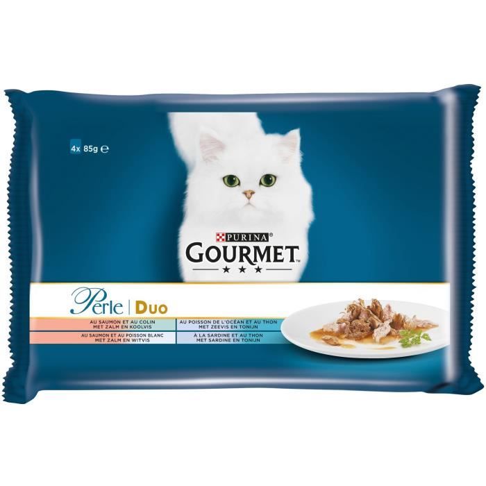 GOURMET Perle Duo de la mer - Sachets fraîcheur - Pour chat adulte - 4 x 85 g