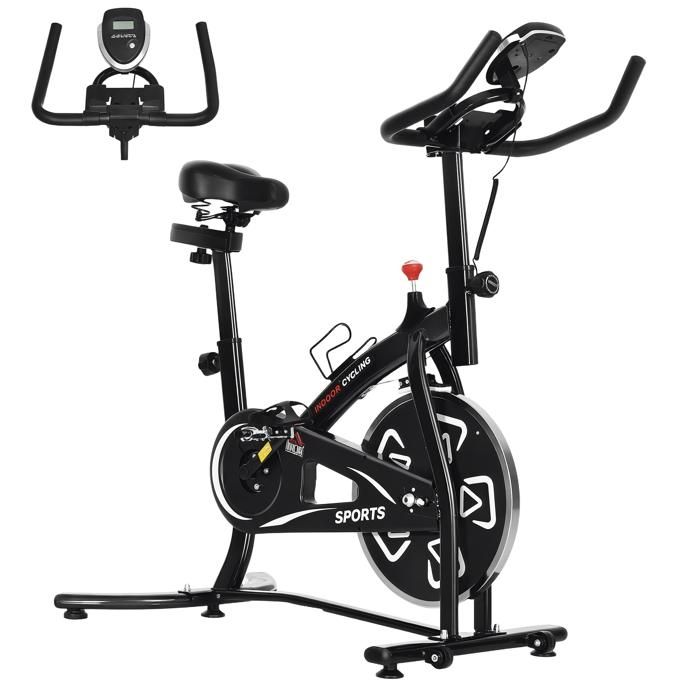 Vélo d'appartement cardio vélo biking spinning écran multifonction selle et guidon réglable noir