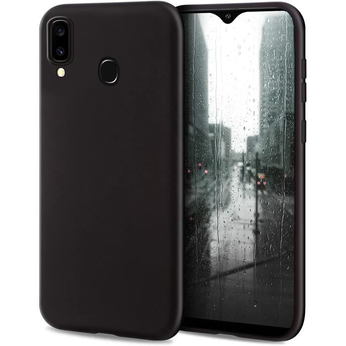 Coque en Silicone pour Samsung A40, Noire - Finition Mate, Étui Fin et Mince de TPU Souple Case Cover