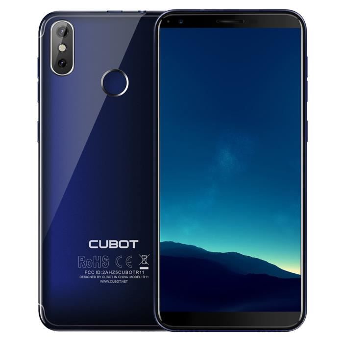 CUBOT R11 3G WCDMA Fingerprint tous les téléphone mobile à écran 5.5 pouces 2 Go 16 Go Android 8.1 doubles caméras arrière Bleu