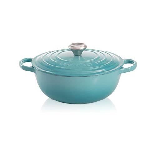 Le Creuset 21114261700430 Signature Cocotte La Marmite en Fonte Emaillée, 26 cm-Bleu Caraïbe