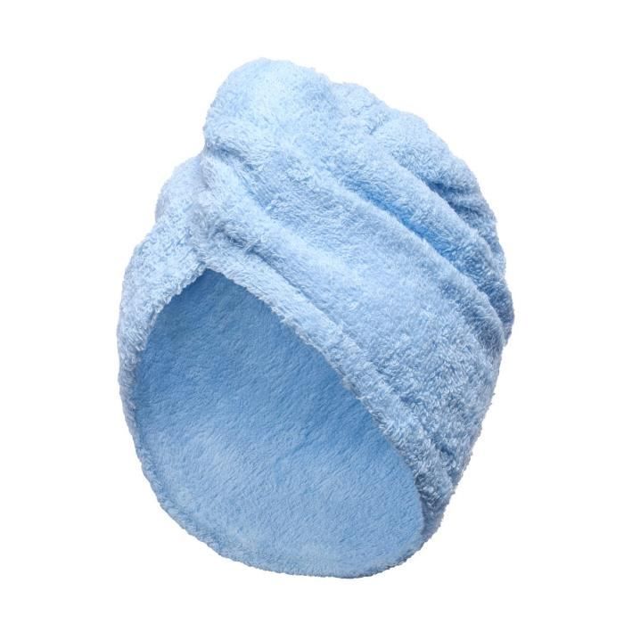 LINANDELLE - Serviette de tête coton éponge fermeture élastique TURBAN - Bleu marine - Adulte Femme