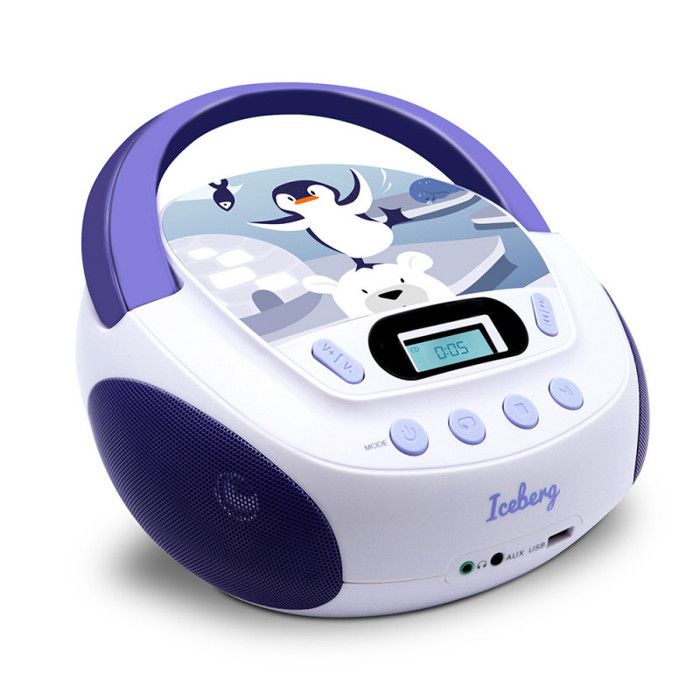 METRONIC 477179 Lecteur CD MP3 Iceberg enfant avec port USB et entrée audio, sortie casque