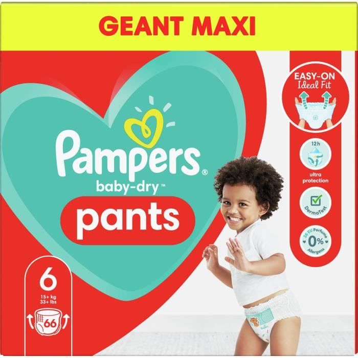 Pampers Baby-Dry Pants Couches-Culottes Taille 4, 66 Culottes