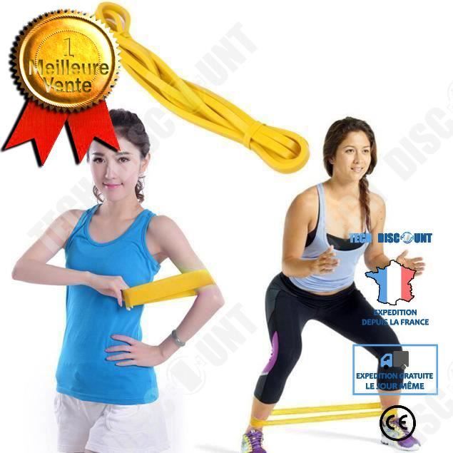 TD® Bande Élastique de Cross-fit -Harnais de résistance- Bande de latex Body gym Extenseur- Entraînement fitness Multifonction Jaune