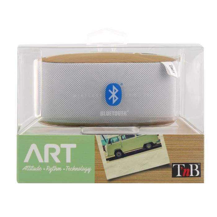 T'NB Art Polaroid Enceinte nomade bluetooth - 5W - Blanc / Bois