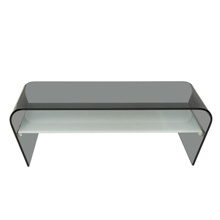 Table basse KELLY - Verre trempé - Tablette blanche laquée
