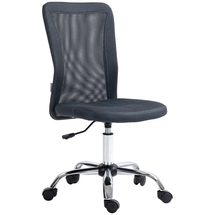Chaise de bureau Vinsetto ergonomique hauteur réglable piètement chromé pivotant 360° revêtement maille gris foncé