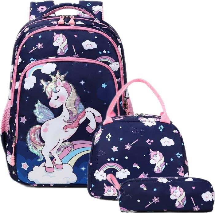 Cartable Fille Primaire CP CE1 CE2 - Sac à Dos Léger, Compartiment Tablette, Motifs Chat - Nylon Imperméable