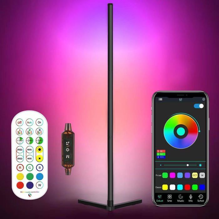Lampadaire LED Miortior RGB - 16M De Couleurs, Sync Musique, App Et Télécommande - Angle