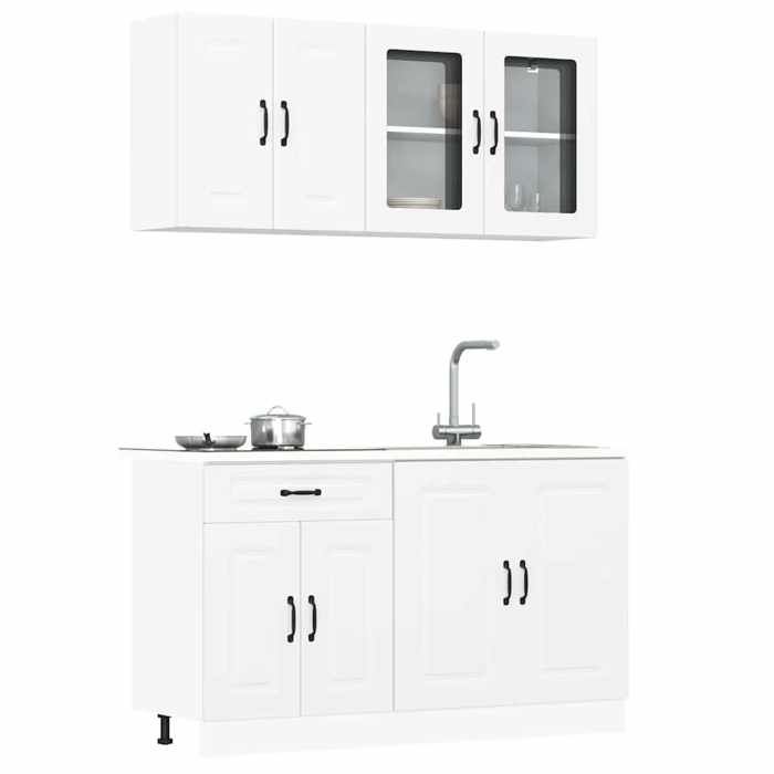 vidaXL Ensemble darmoires cuisine 4pcs Kalmar blanc bois dingénierie 3314851