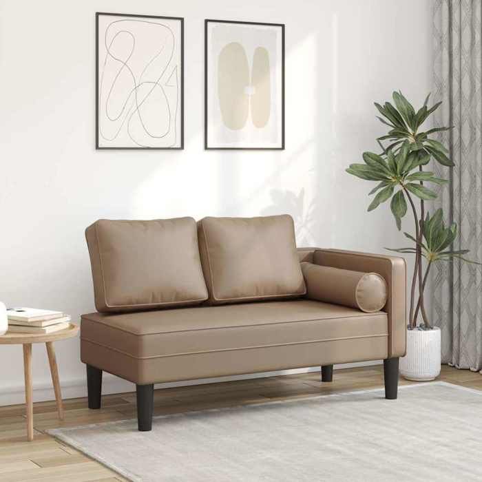 vidaXL Chaise longue avec coussins cappuccino similicuir 4007569