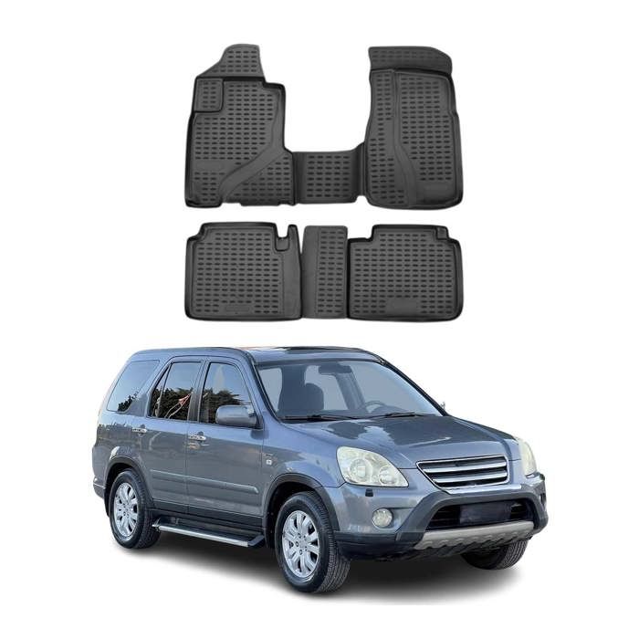 Tapis De Sol Caoutchouc Pour Honda CR-V 2002-2006 - Noir - Lot De 4 Pièces - OMAC - Neuf