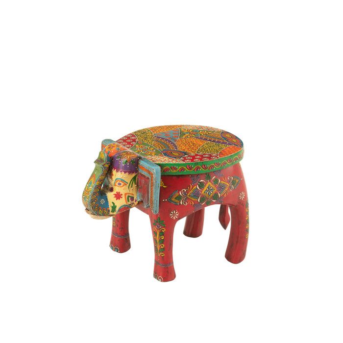 J-Line tabouret Elephant Delhi - bois - multicolore J-Line tabouret Elephant Delhi - bois - multicolore