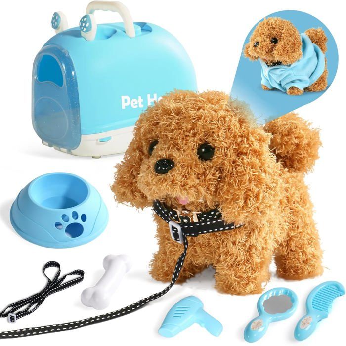 Nuheby Peluche Chien Interactif Qui Marche, Aboie Et Remue La Queue - Jouet Enfant 2-5 Ans