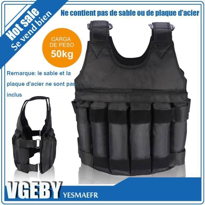 50 kg de chargement Poids ajustable Weighted Vest Blouson Gilet dexercice boxe entrainement Invisible-keeper