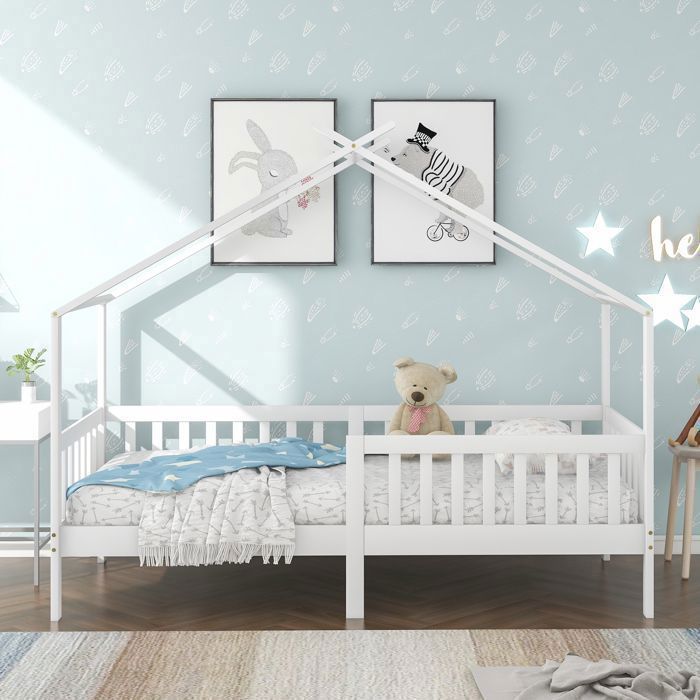 Lit Enfant - MERAX - Lit Cabane 90x200 cm - Bois Massif - Barrières de Sécurité - Design Montessori Lit Enfant - MERAX - Lit Cabane 90x200 cm - Bois Massif - Barrières de Sécurité - Design Montessori