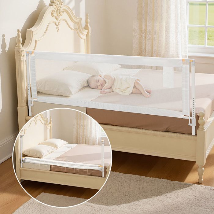 Barrière de Sécurité de Lit pour Enfants-VEVOR-Longueur 2 m-avec Tube en Fer Renforcé-Hauteur Réglable-Épaisseur de Matelas 5-27 cm