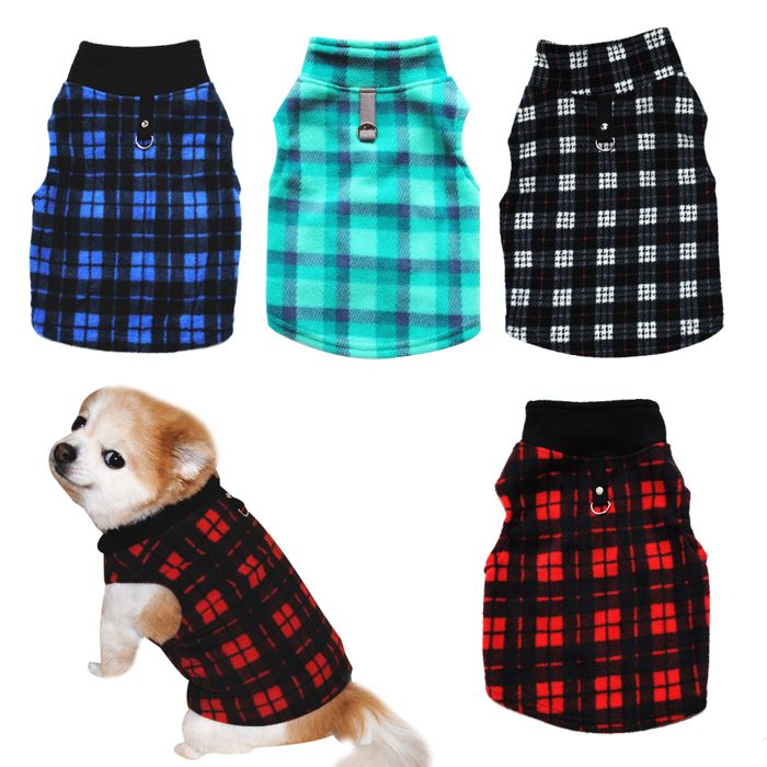 Meilleurs prix pour 4 pièces de vêtements pour chiens Vêtements en polaire pour animaux de compagnie Chemise à carreaux confortable