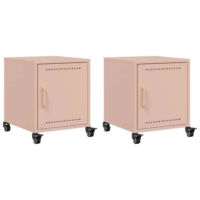 JILLS - Ensemble de 2 armoires de chevet Tables de chevet Lot de 2 - rose 36x39x435cm acier OCT34695756