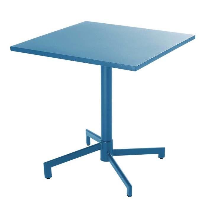 Table de jardin bistrot avec plateau rabattable 70 cm bleu pacific Palavas Oviala