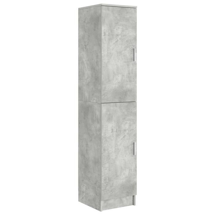 Buffet en MDF effet béton - vidaxl - Gris béton - 2 portes - Finition texturée - 180 cm de hauteur - Assemblage requis