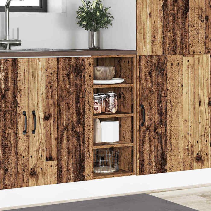 Meuble bas de cuisine - vidaXL - Riga - Bois dingénierie - 30x445x815 cm - Vieux bois - Capacité totale 80 kg