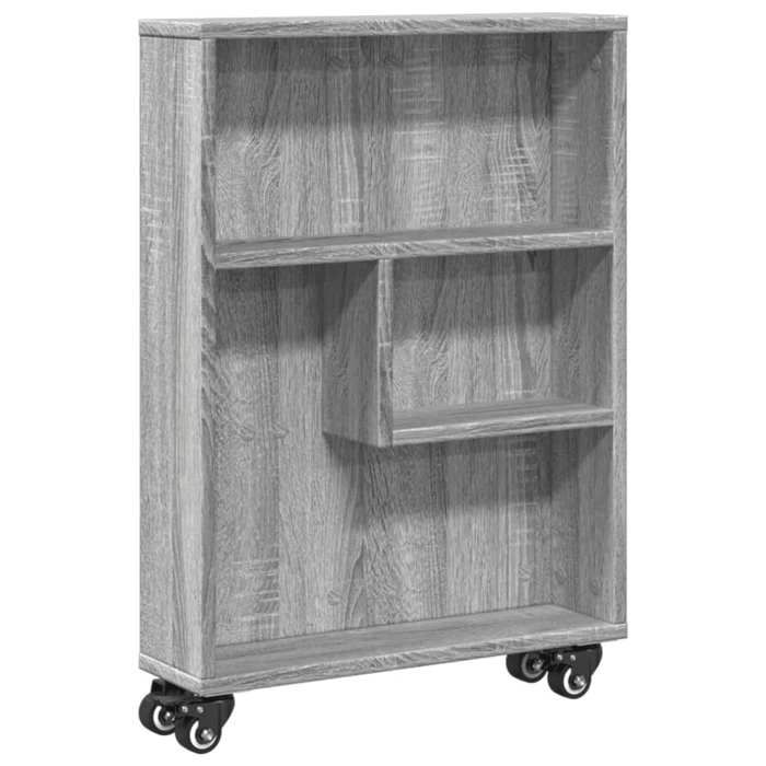 Chariot de rangement étroit - JILL - Sonoma gris - Bois dingénierie - 48x13x68 cm - 4 roulettes