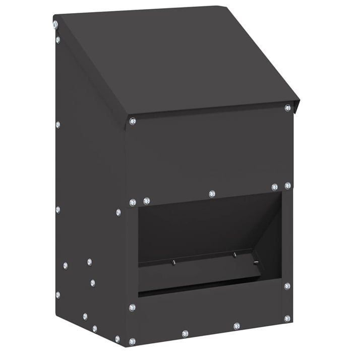 Mangeoire pour poules en métal - vidaXL - 21x16x33 cm - Noir - Acier laminé à froid - Capacité 3 kg