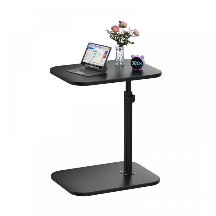 Table d’Appoint Table Basse 360° Pivotante Bouts de Canapé de Salon Hauteur Réglable Café Tables pour Chambre Balcon Noir