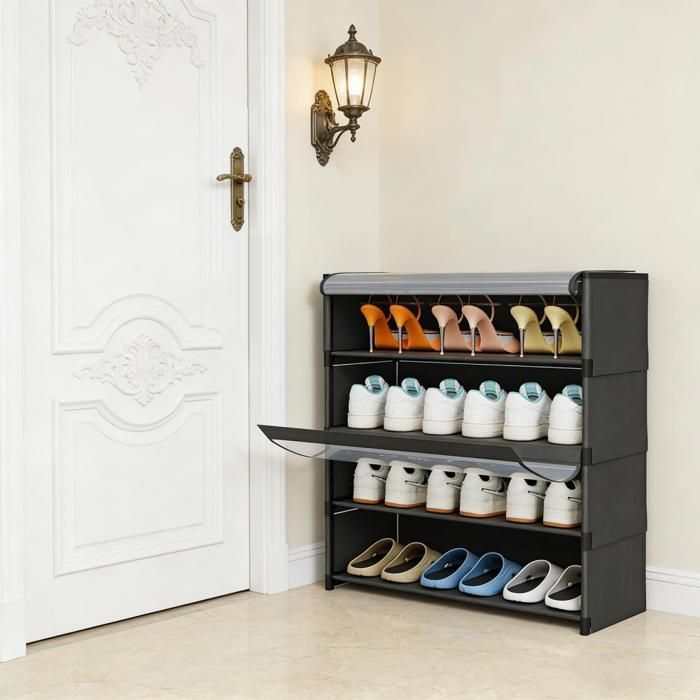 ÉTAGÈRE À CHAUSSURES - YQINGMAOY - À 4 NIVEAUX - ÉTANCHE À LHUMIDITÉ - 64*30*73 CM - NOIR