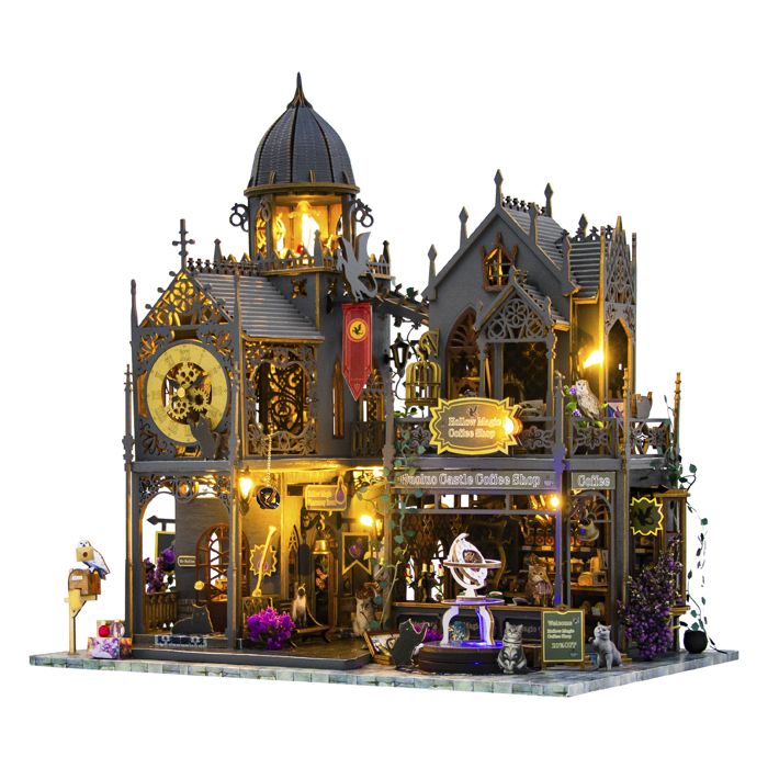 DAM Cafétéria Magique Vide. Maquette 3D réaliste avec de nombreux détails et des lumières LED. 30x20x31 cm. Couleur : Multicolore