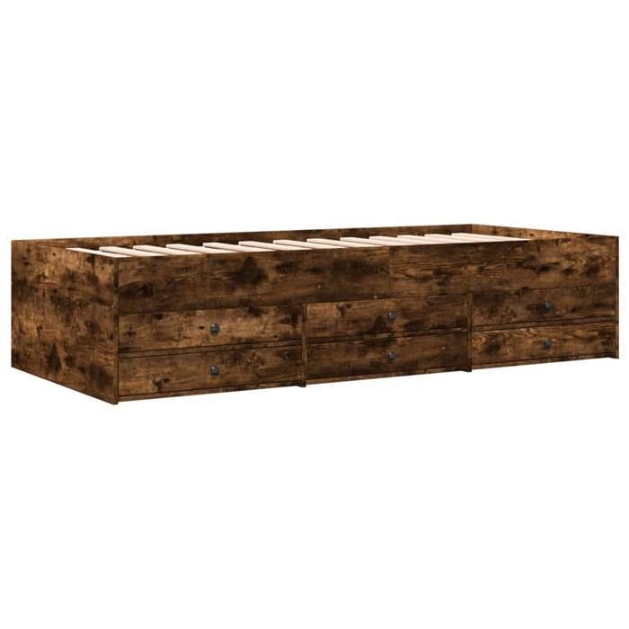 Brun Lit simple:90x190 cm - Cadre robust - Pour sommeil - Lit de jour avec tiroirs - chêne fumé 90x190 cm7924989924