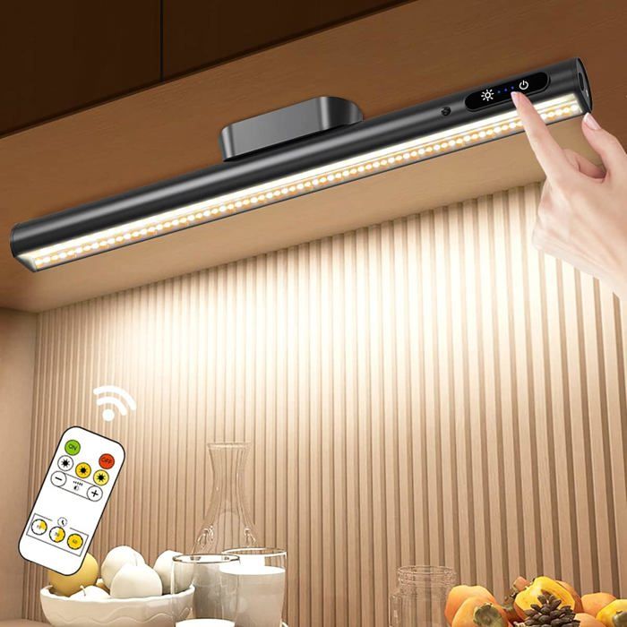 Lampe Bureau & Réglette Cuisine LED Rechargeable USB - 4000mAh Magnétique avec Télécommande - Éclairage Mural