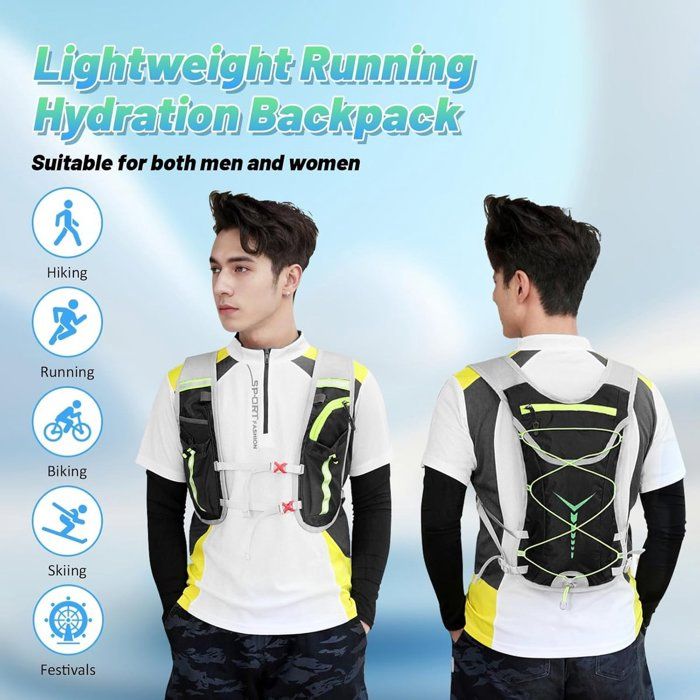 Gilet de course à dos avec système dhydratation intégré - pour homme et femme - léger et réfléchissant - respirant et ajustable