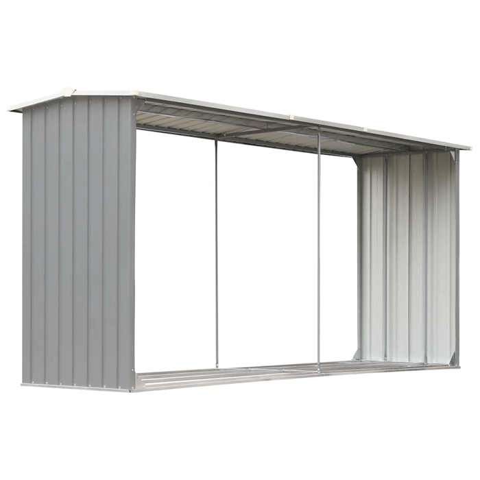 VIDAXL Abri de stockage de bois Acier galvanisé 330x92x153 cm Gris BONNE3688