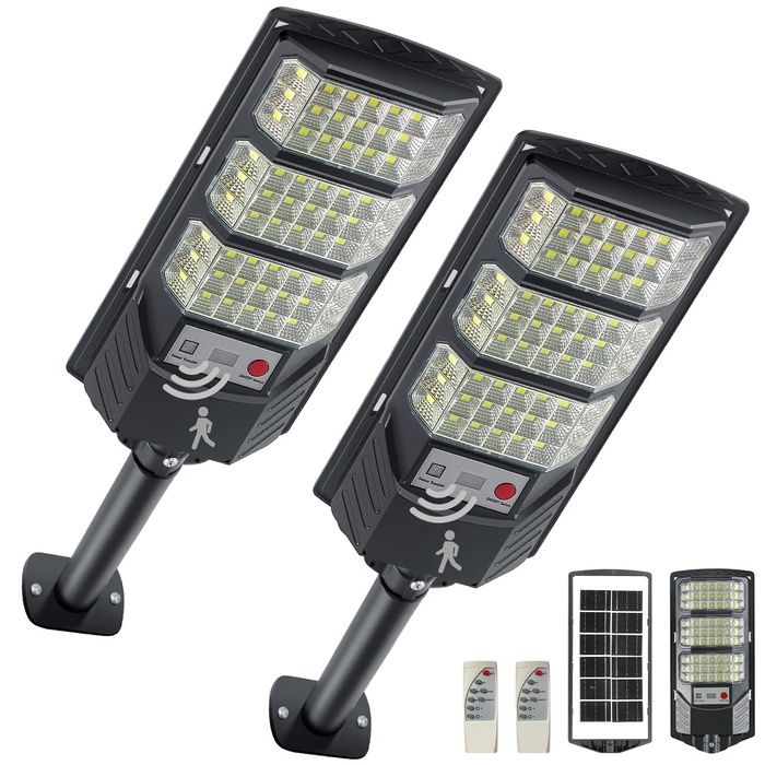 daires solaires extérieurs lumière solaire extérieure 8500K éclairage inondé LED étanche à l’eau de crépuscule LAMPADAIRE DE JARDIN