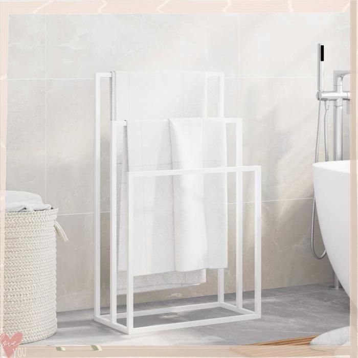 Porte-serviettes sur pied - VINGVO - 343091 - Blanc - Fer - 3 niveaux