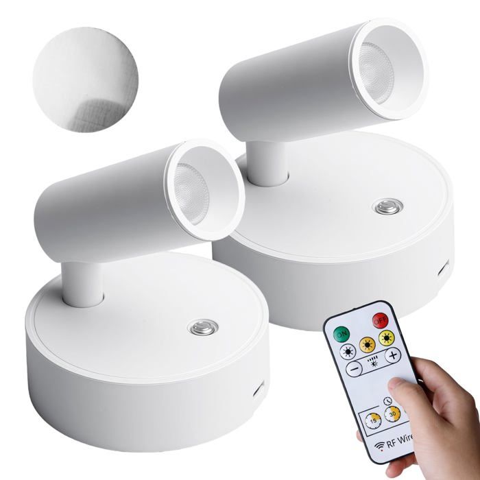 Spot LED Sans Fil Rechargeable Par USB Avec Télécommande 2 Pièce Spot Sans Fil Dintérieur Avec 3 Températures De Couleur Lampe