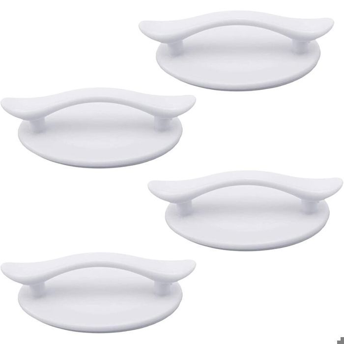 Poignée monobloc auto-adhésive en plastique blanc adaptée aux portes fenêtres armoires tiroirs et penderies (83 x 49 cm).