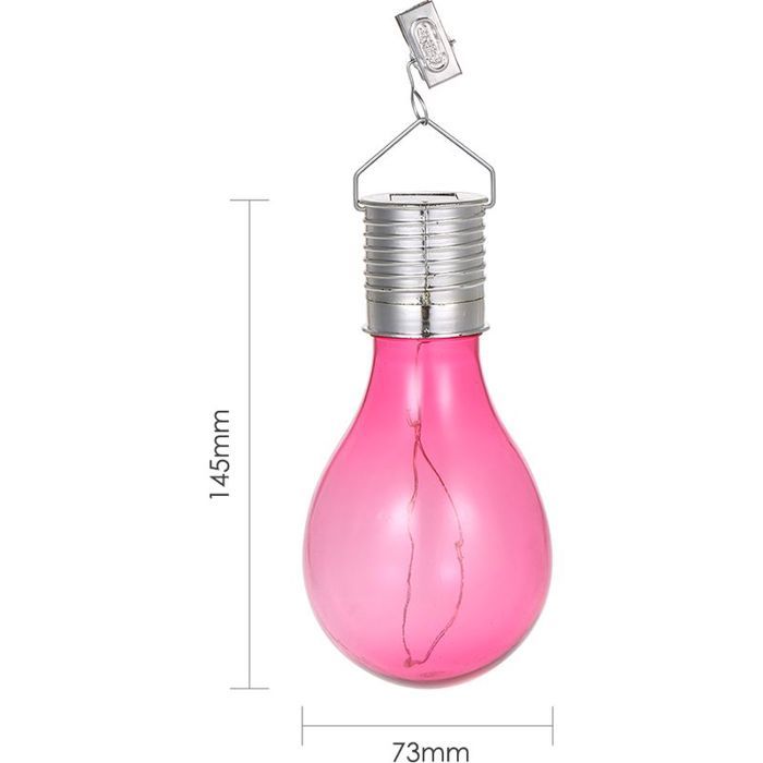 Lampe LED suspendue solaire - PZCC - 6 pièces - Capteur crépusculaire - IP44 étanche - Rose