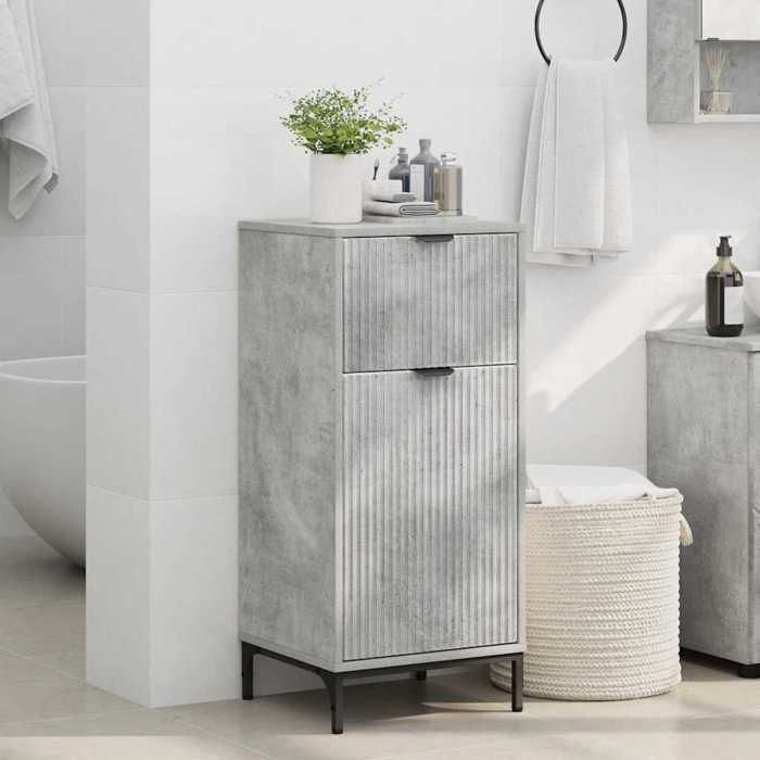Meuble Rangement - HAOSHOP - Cabinet de salle de bain Gris béton 39 5 x 36 x 88 cm&01_40371