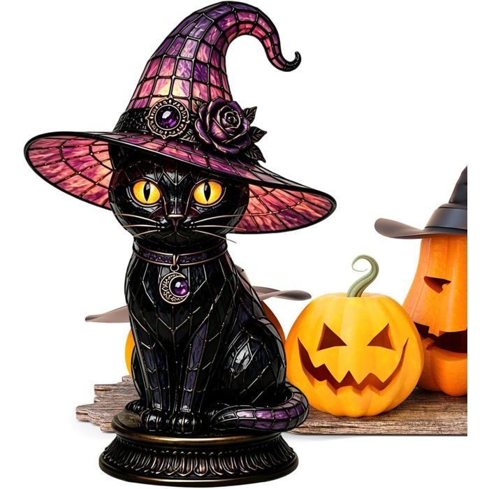 Lampe fantôme Halloween chapeau de sorcière - Veilleuse tactile LED gothique pour chambre et bureau - Décoration de table