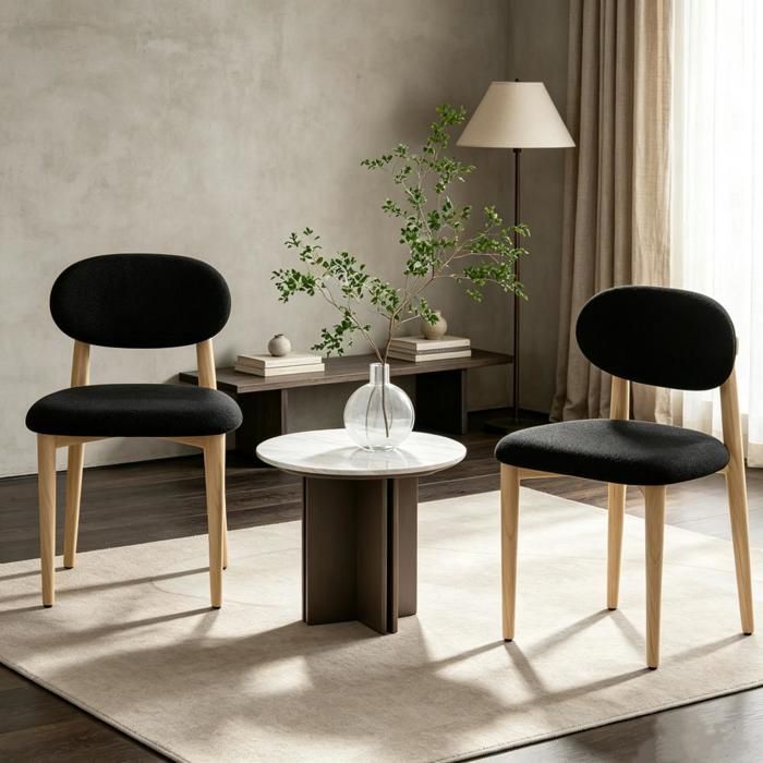 PEACHES Lot de 2 chaises de cuisine design moderne pour chambre et salon noir