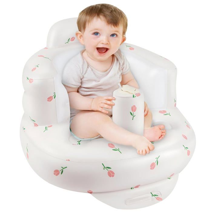 Siège gonflable pour bébé ergonomique en PVC Chaise portable avec pompe intégrée dès 3 mois - multifonction